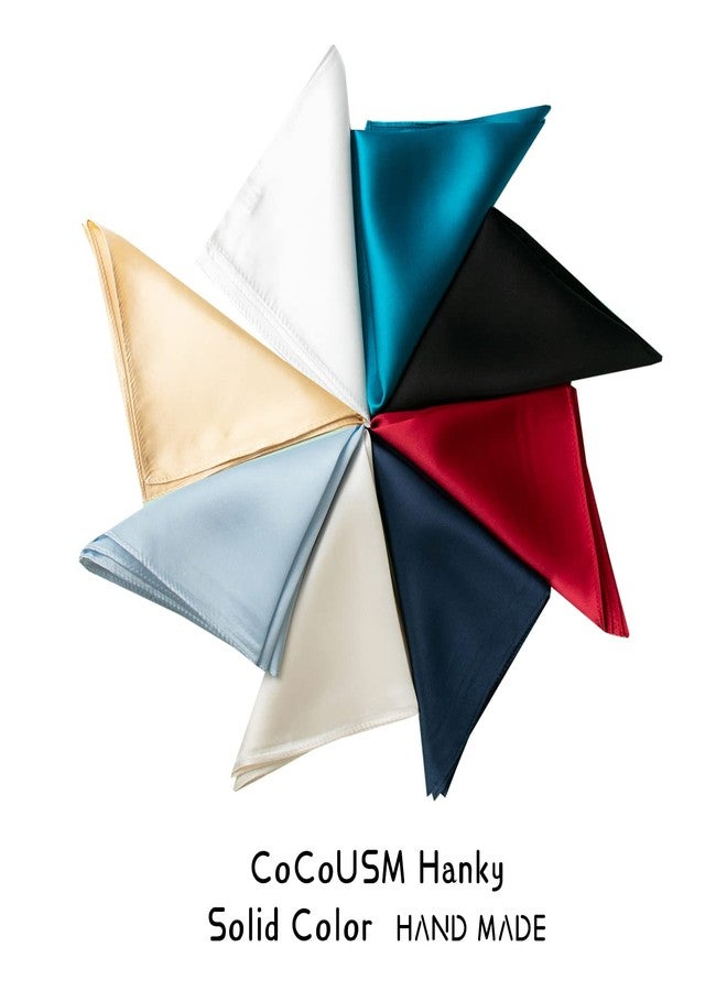 CoCoUSM Mens 100% Pure Silk Pocket Square Solid Color Handkerchiefs Size 30cm - Image 5